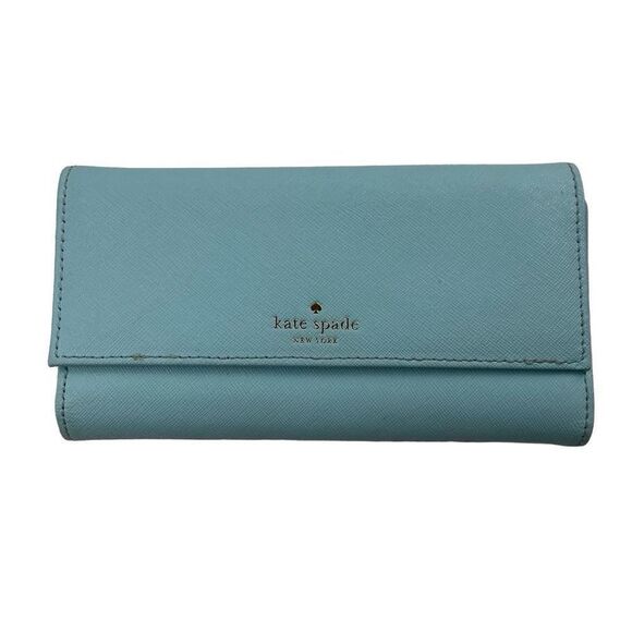 Kate Spade Turquoise Leather Wallet Phone Case - Picture 1 of 5